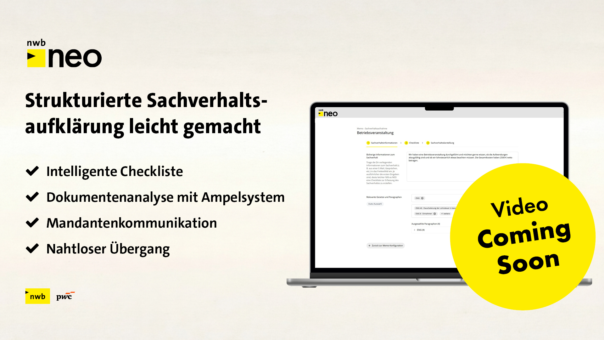 NWB&nbsp;NEO &ndash; Strukturierte Sachverhaltsaufkl&auml;rung Video LINK