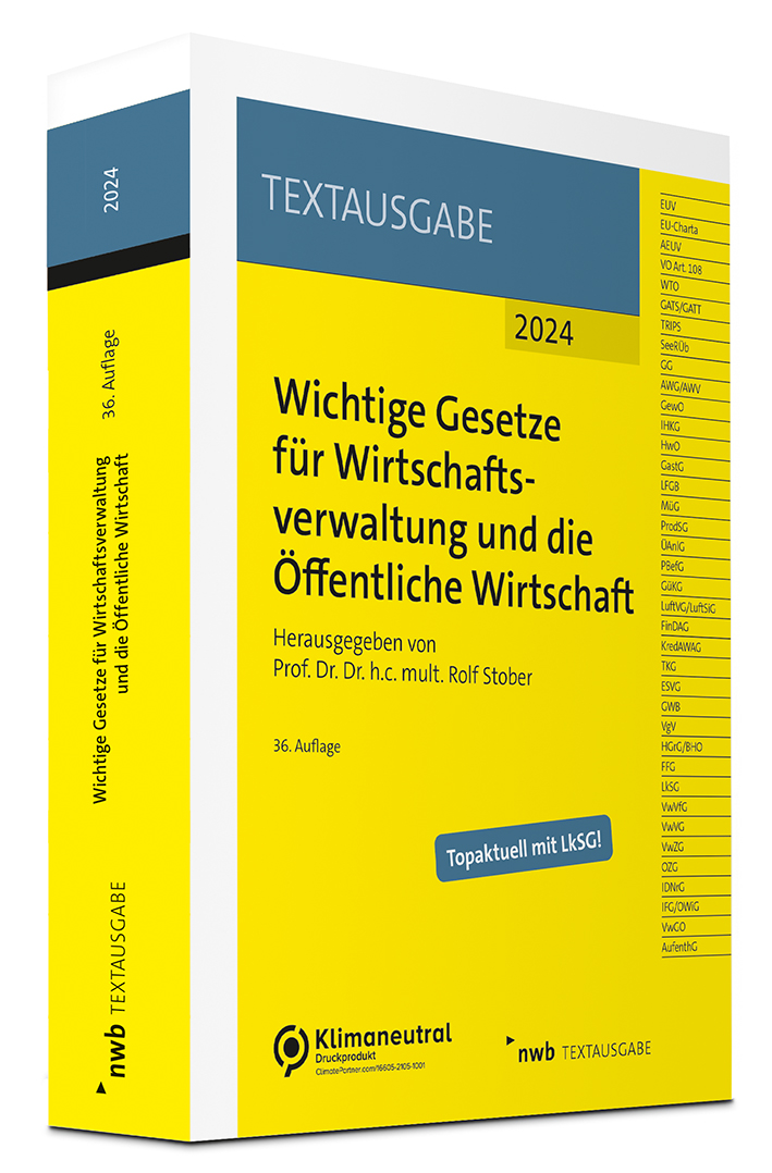 Buch Cover von: Wichtige Gesetze für Wirtschaftsverwaltung und die Öffentliche Wirtschaft