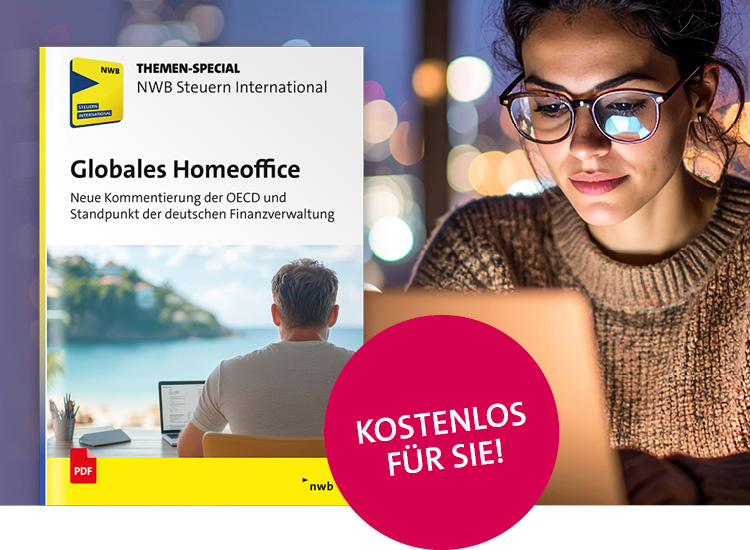 Junge Frau am Laptop und Cover des Themen-Specials