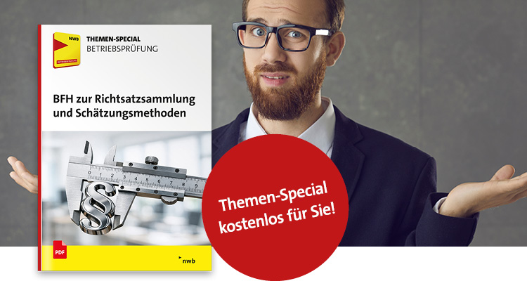 Abbildung des Themen-Specials und Mann mit hochgezogenen Schultern