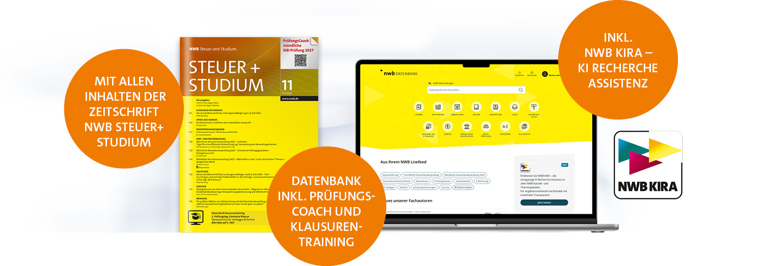 Bannerbühne Steuer und Studium nwb Landingpage