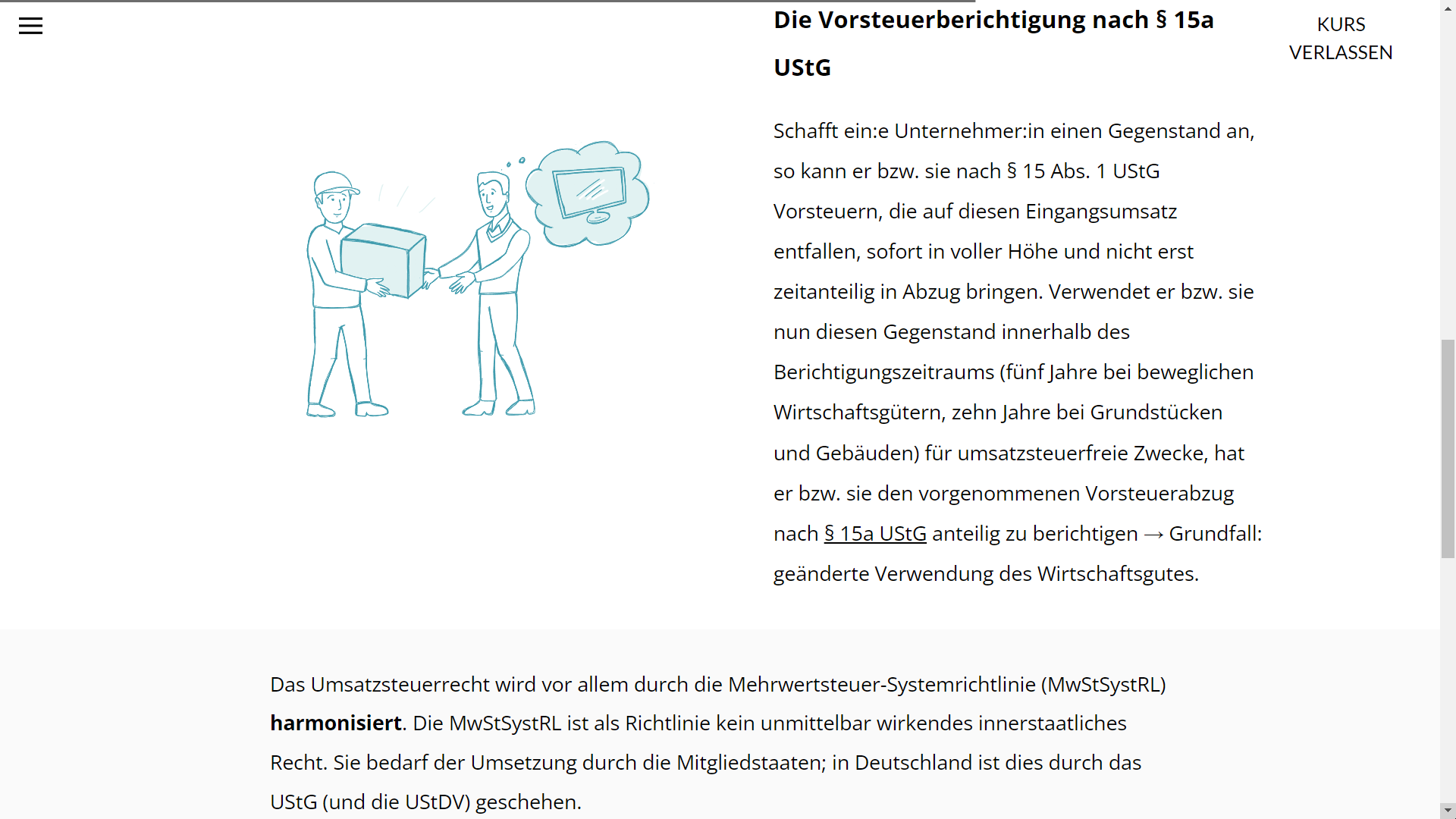 Struktur des Umsatzsteuergesetzes und Harmonisierung der Umsatzsteuer